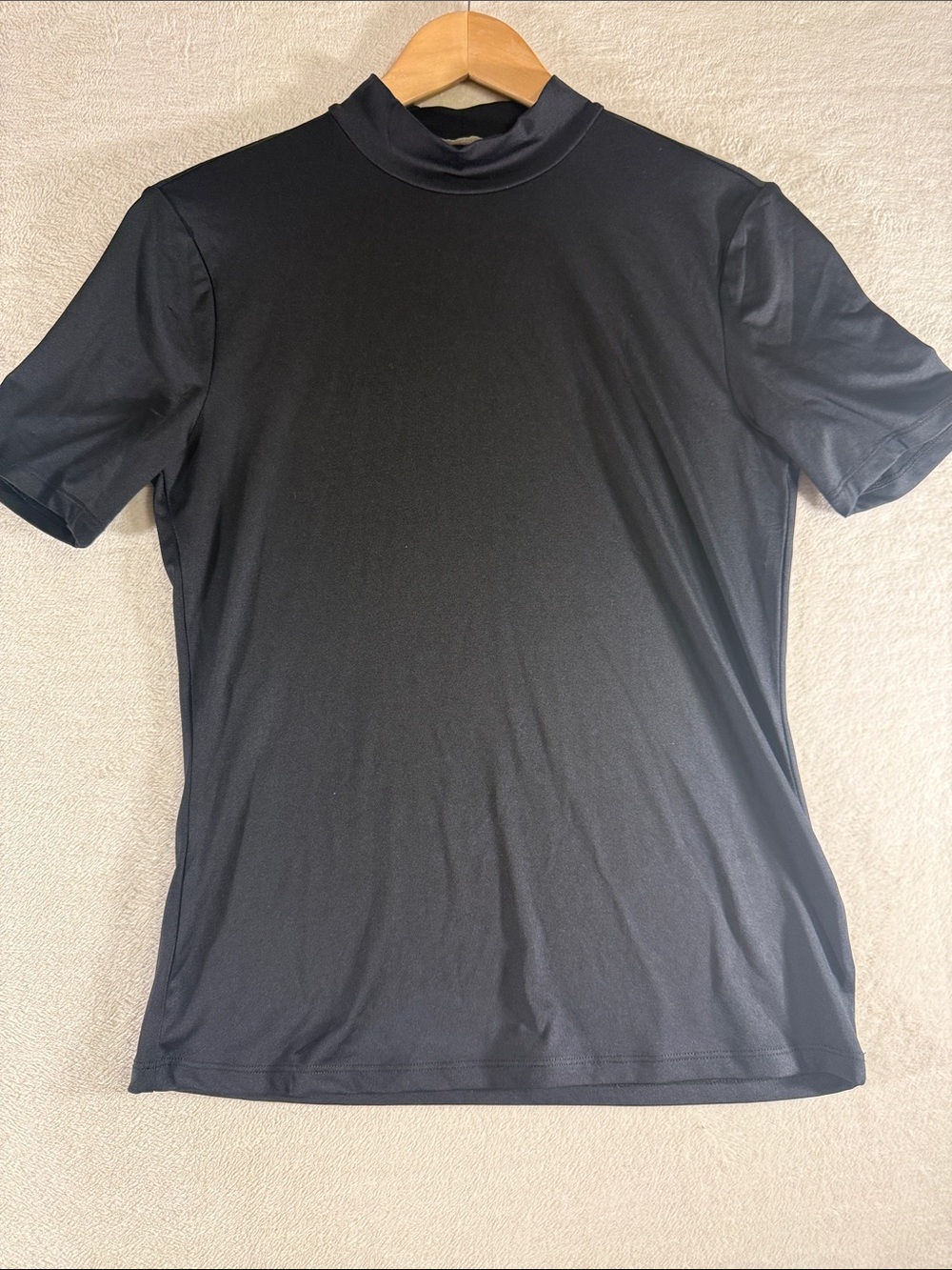 H&M Black Womans Short-Sleeve Mock Neck Shirt